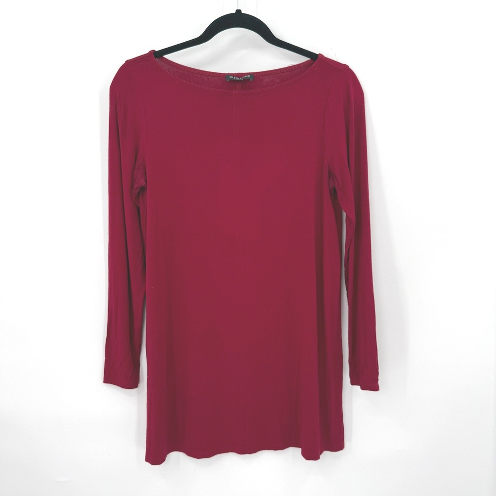 Eileen Fisher Tunic Women PS Red Soft Stretch Viscose Minimalist‎ Twee Capsule